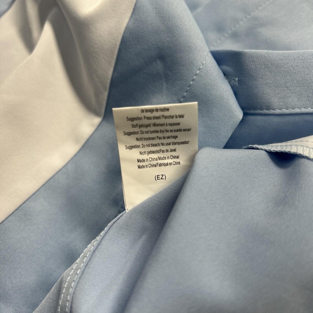 Coofandy Blue White Stripe Short Sleeve Button Up Mens L NWT Polyester Blend - Picture 9 of 11